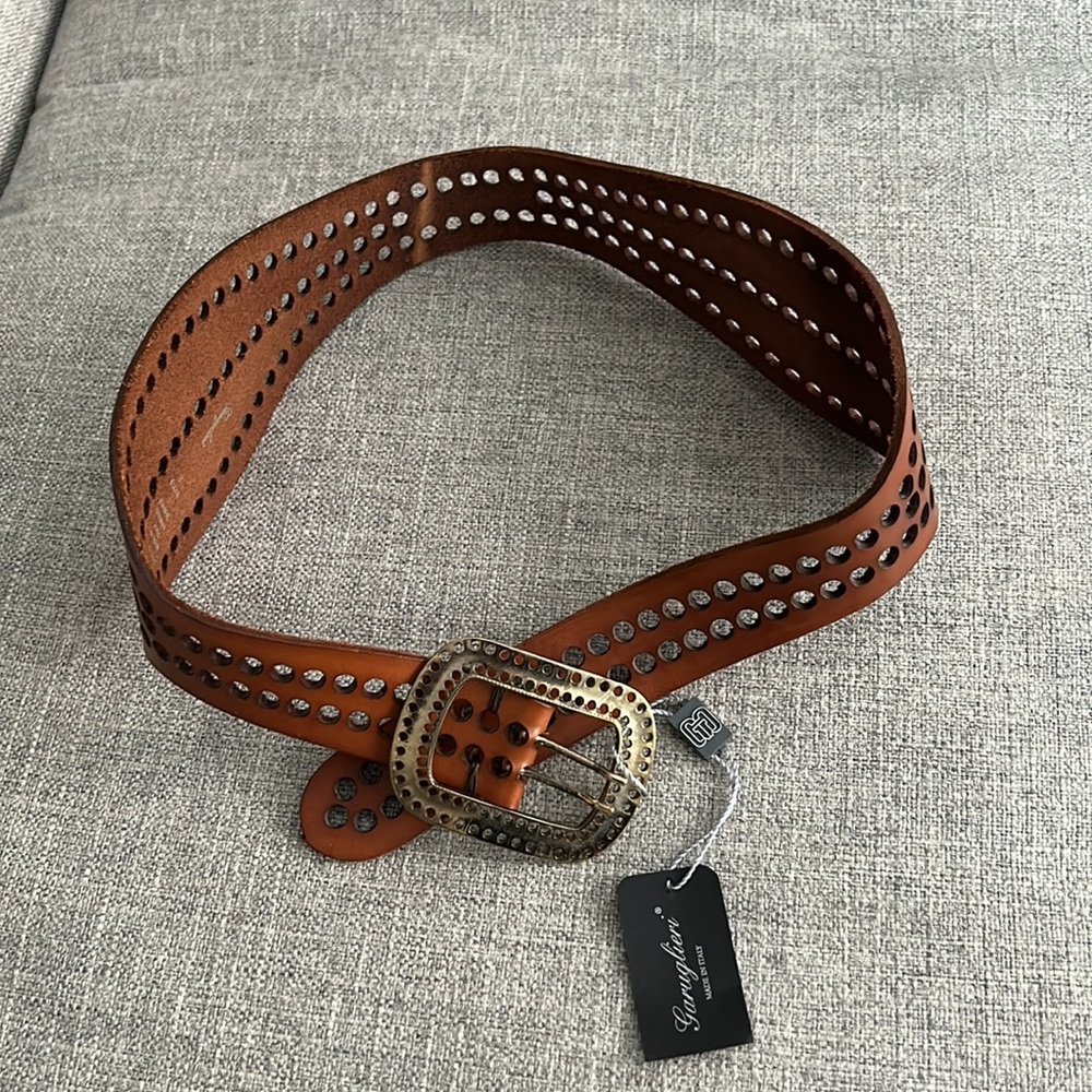 NWT Brown Leather Belt Made in Italy